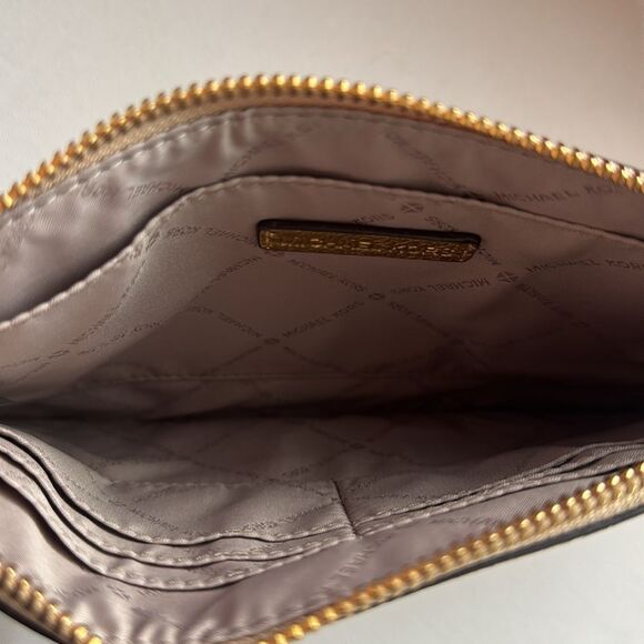 Michael Kors Adele XL Metallic Gold Leather Geometric Clutch - Picture 3 of 5
